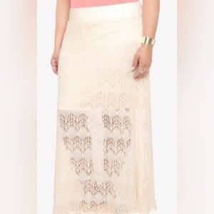 Beautiful boho crochet/lace type Torrid skirt. Lined 1/2,then sheer 1/2down!